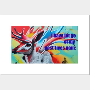 Freedom mantra with exuberant freedom expressing antelope Posters and Art